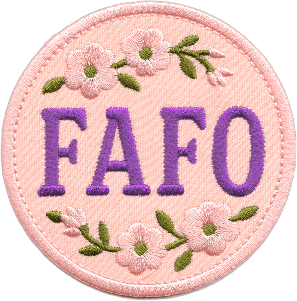 "FAFO" Floral On Pink Background Patch - Wander Together Outfitters
