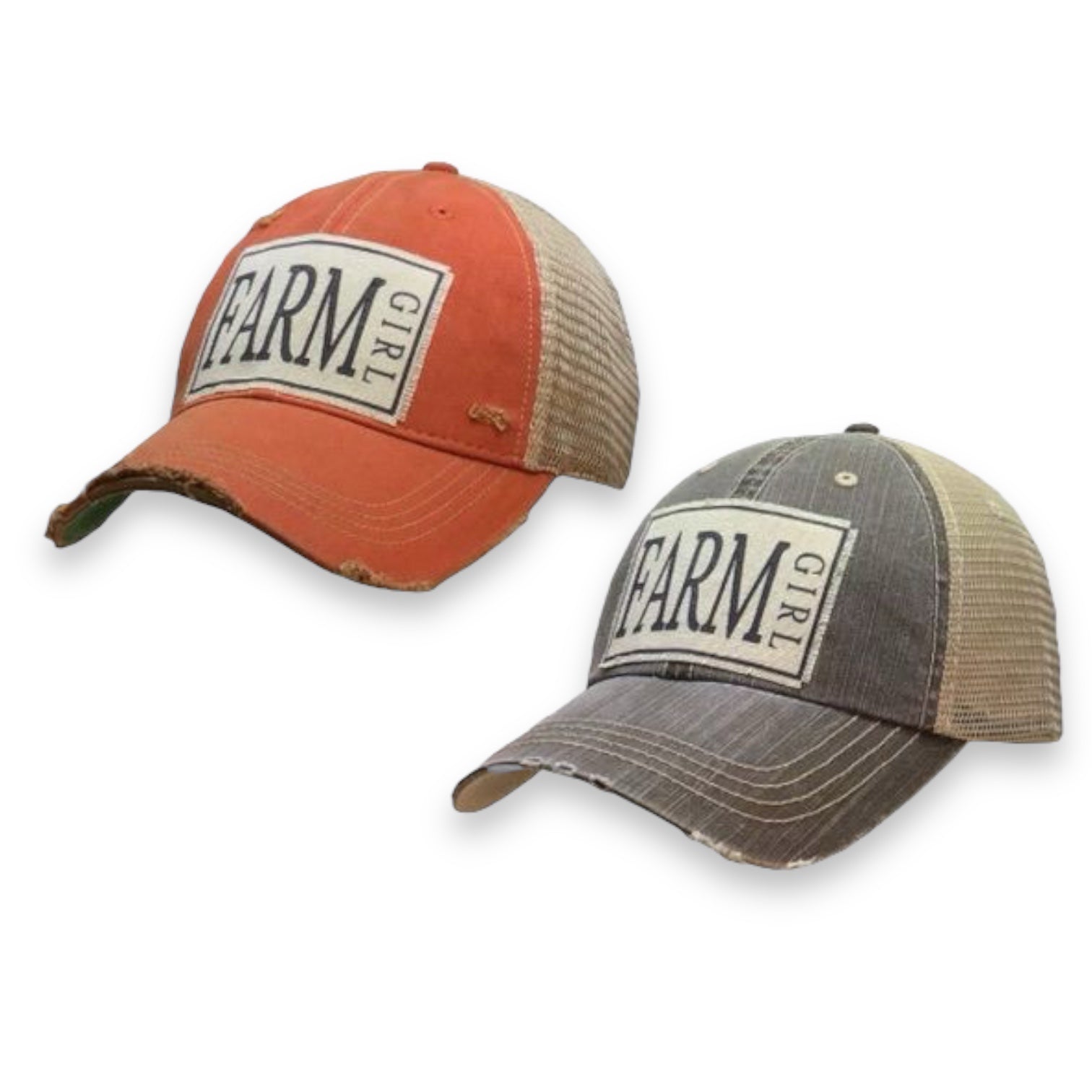 "Farm Girl" Distressed Vintage Trucker Cap - Wander Together Outfitters