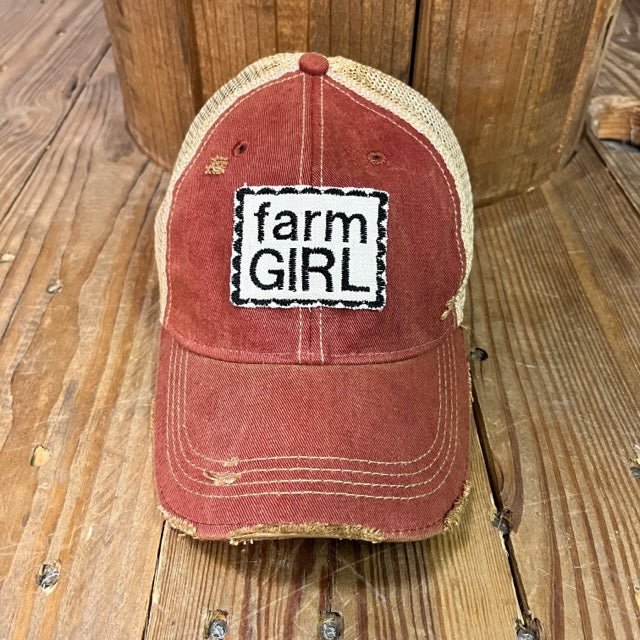 “Farm Girl” on Red Hat - Wander Together Outfitters