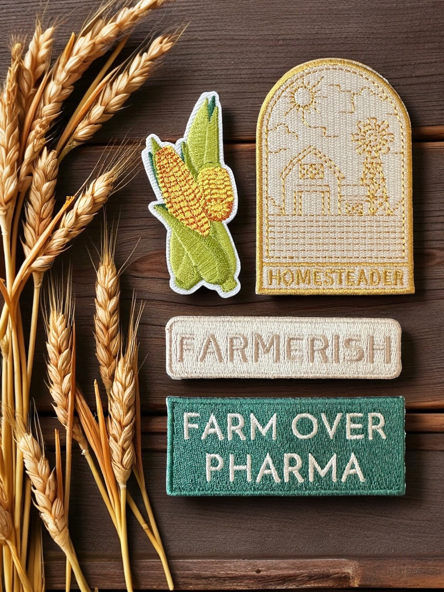 Farm Over Pharma Embroidered Iron On Patch Organic Farm - Wander Together Outfitters