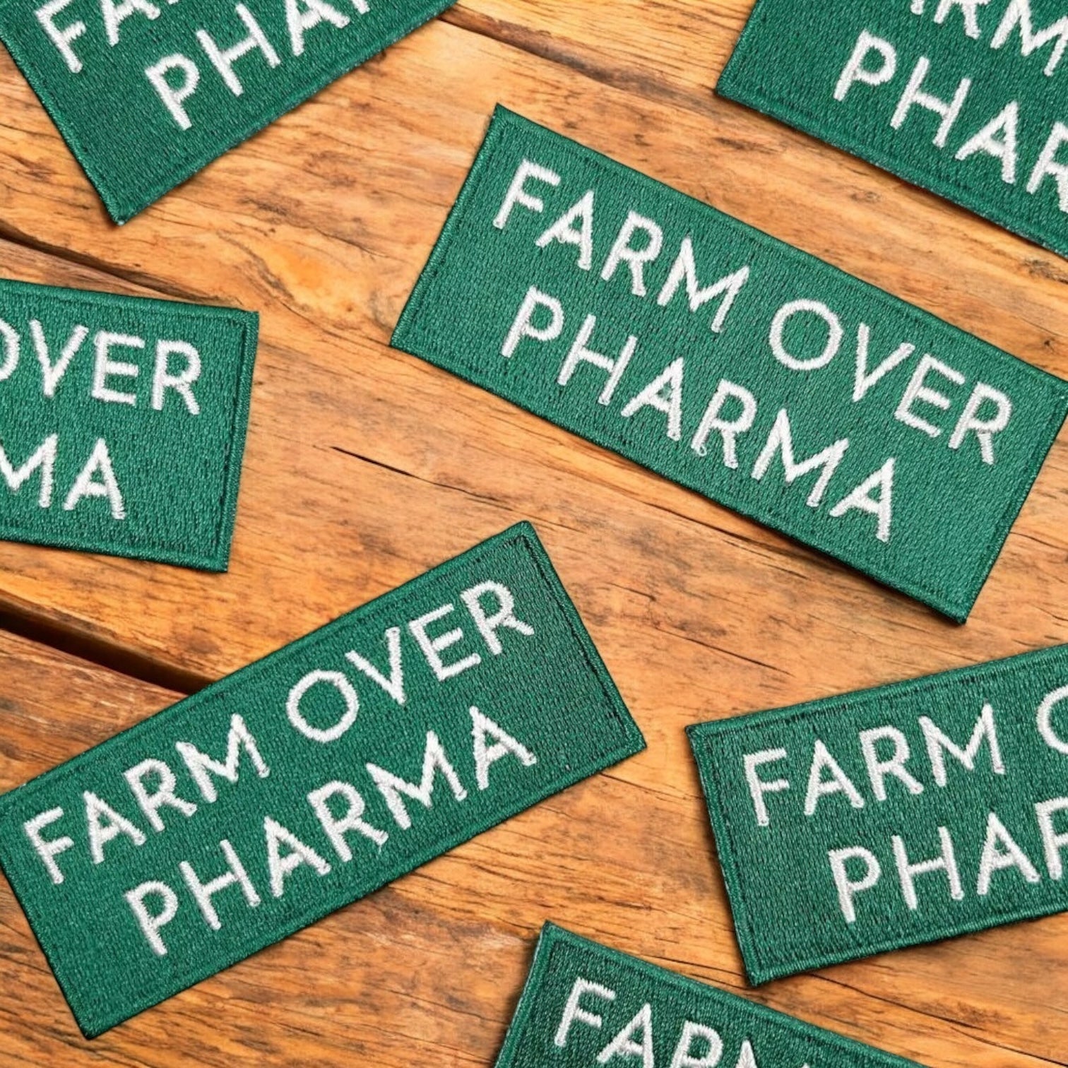 Farm Over Pharma Embroidered Iron On Patch Organic Farm - Wander Together Outfitters