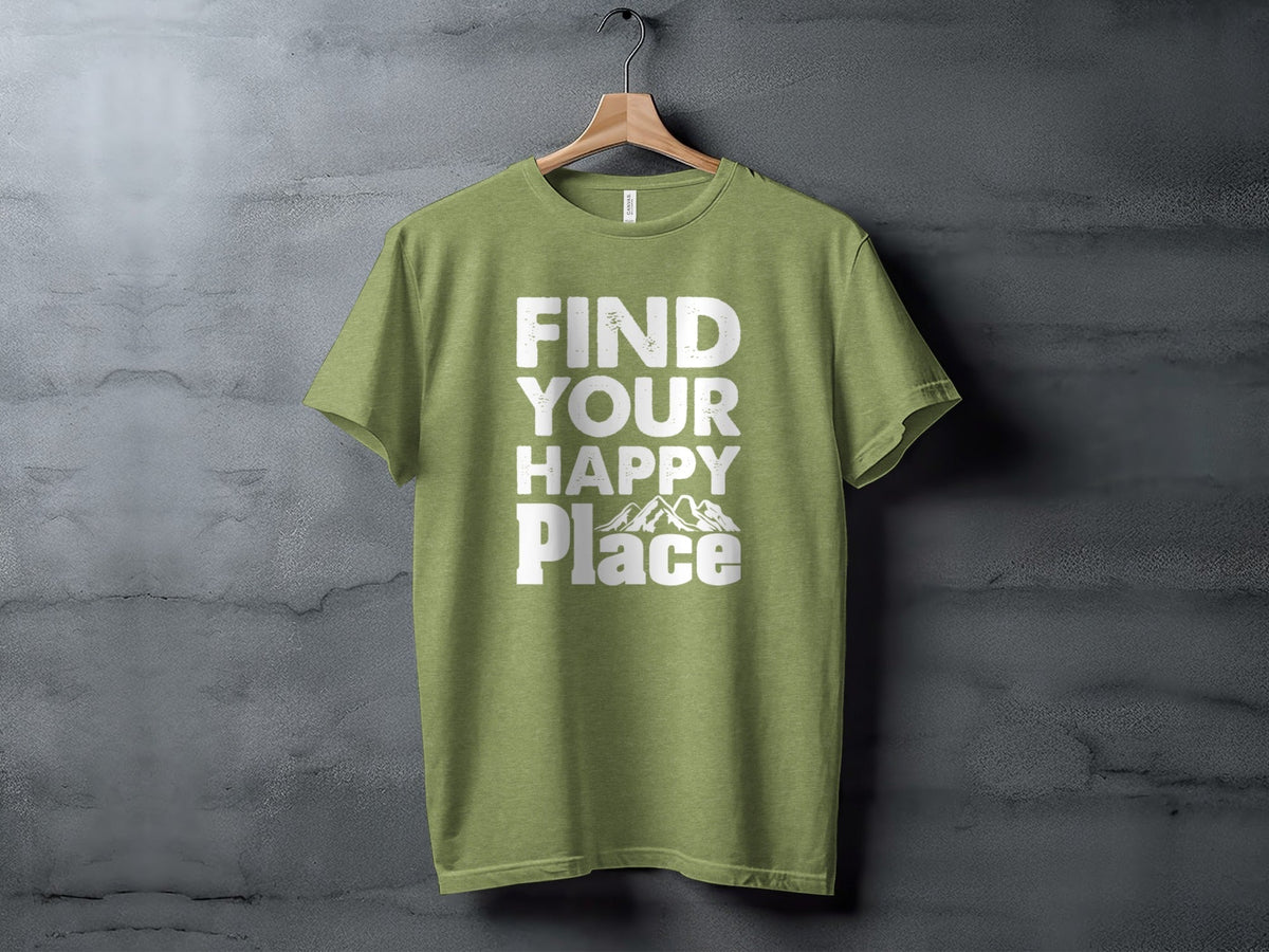 “Find Your Happy Place” with Mountain Unisex T-Shirt - Wander Together Outfitters