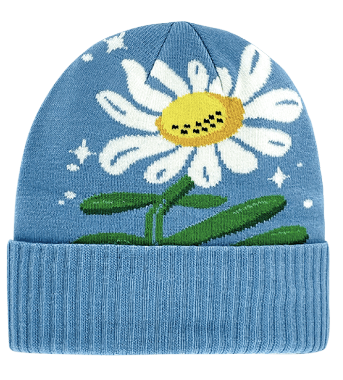 Floral Abstract Blue Beanie - Wander Together Outfitters