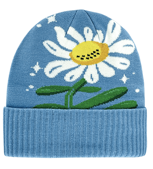 Floral Abstract Blue Beanie - Wander Together Outfitters