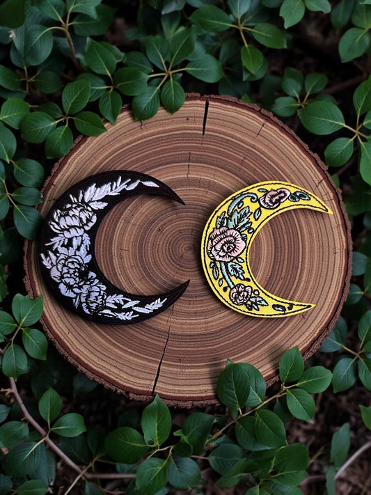 Floral Moon Embroidered Iron On Patch (Various) - Wander Together Outfitters