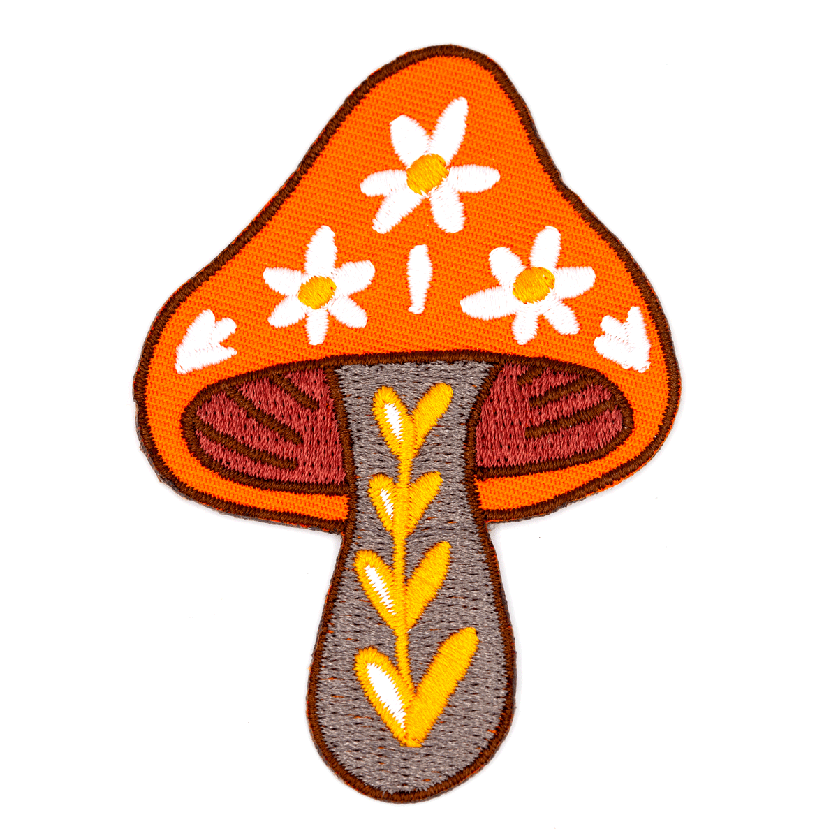 Floral Mushroom Embroidered Iron On Patch - Wander Together Outfitters