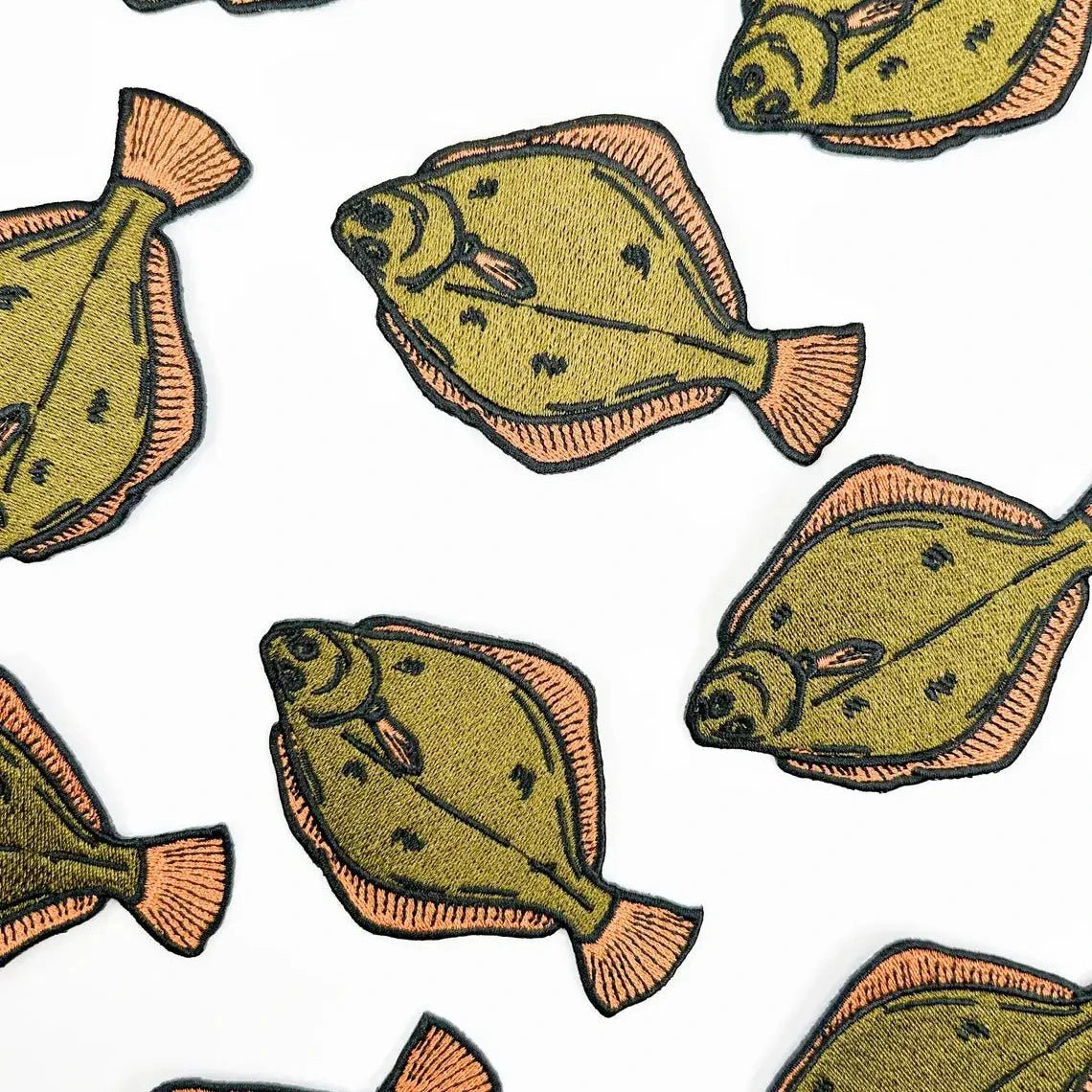 Flounder Embroidered Iron - On Patch Fishing, Coastal, Angler - Wander Together Outfitters