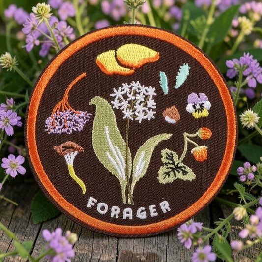 “Forager” Round Iron On Embroidered Patch - Wander Together Outfitters