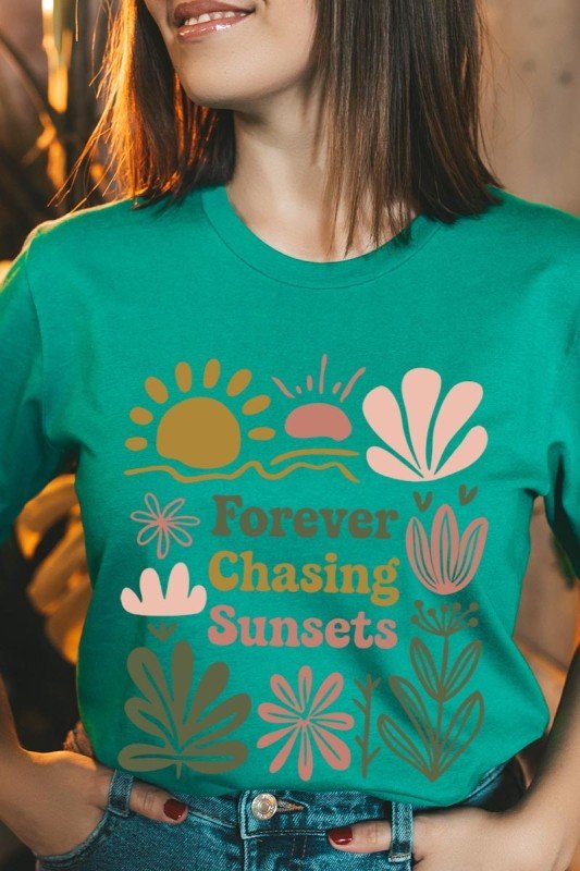 "Forever Chasing Sunsets" Graphic Jersey Tee - Wander Together Outfitters