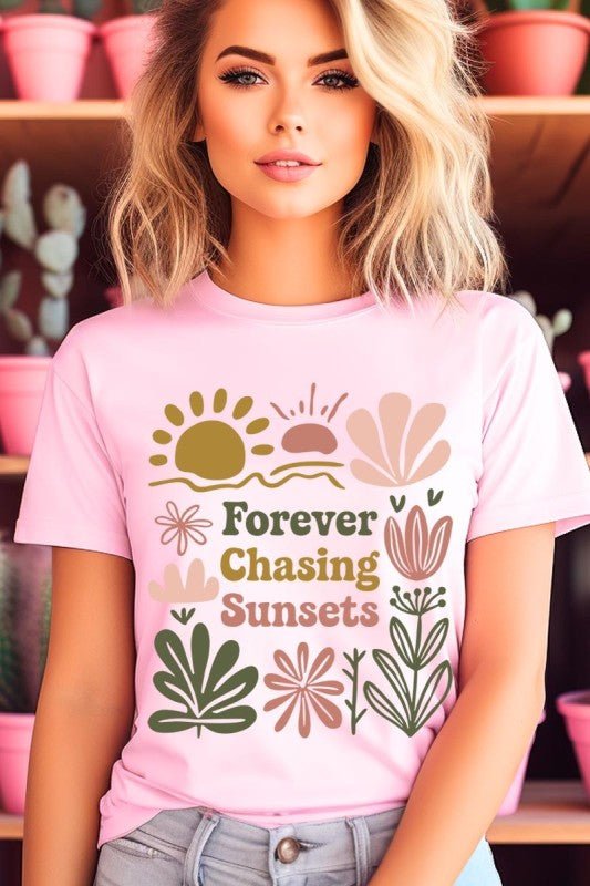 "Forever Chasing Sunsets" Graphic Jersey Tee - Wander Together Outfitters