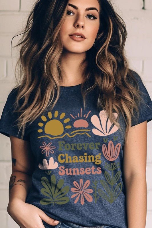 "Forever Chasing Sunsets" Graphic Jersey Tee - Wander Together Outfitters