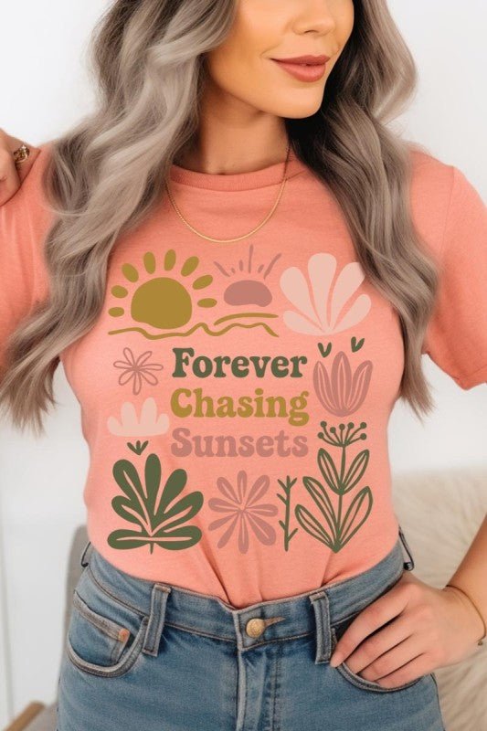 "Forever Chasing Sunsets" Graphic Jersey Tee - Wander Together Outfitters