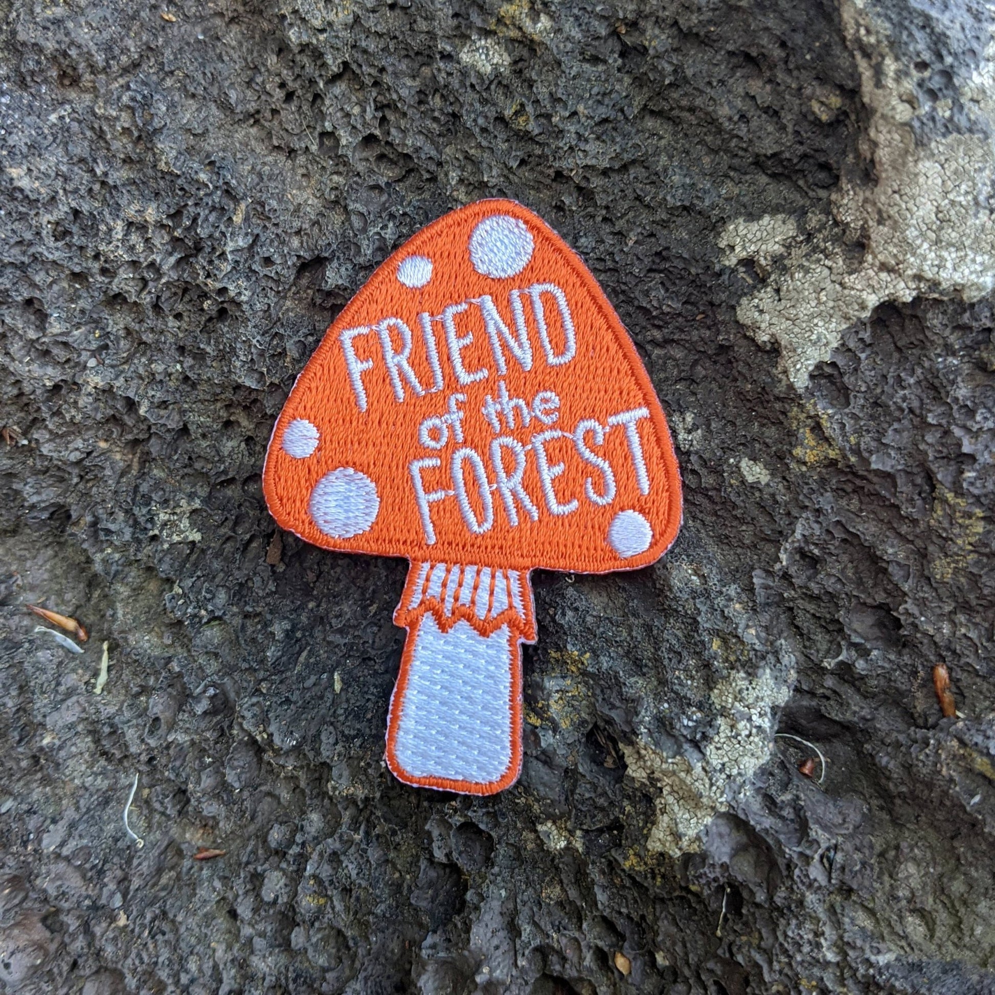 "Friend of the Forest"Mushroom Embroidered Iron On Patch - Wander Together Outfitters