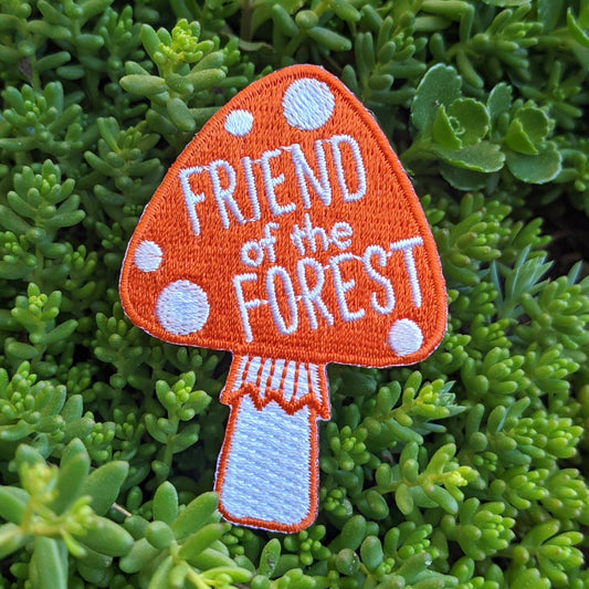 "Friend of the Forest"Mushroom Embroidered Iron On Patch - Wander Together Outfitters