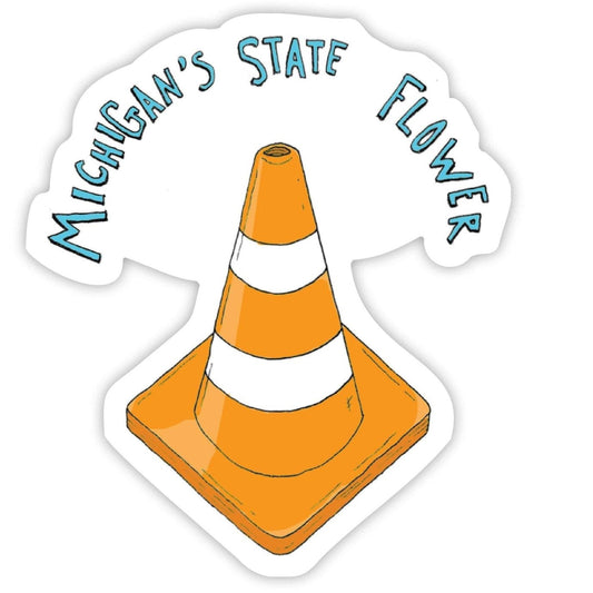 Funny Michigan State Flower Sticker (Construction Cone) - Wander Together Outfitters