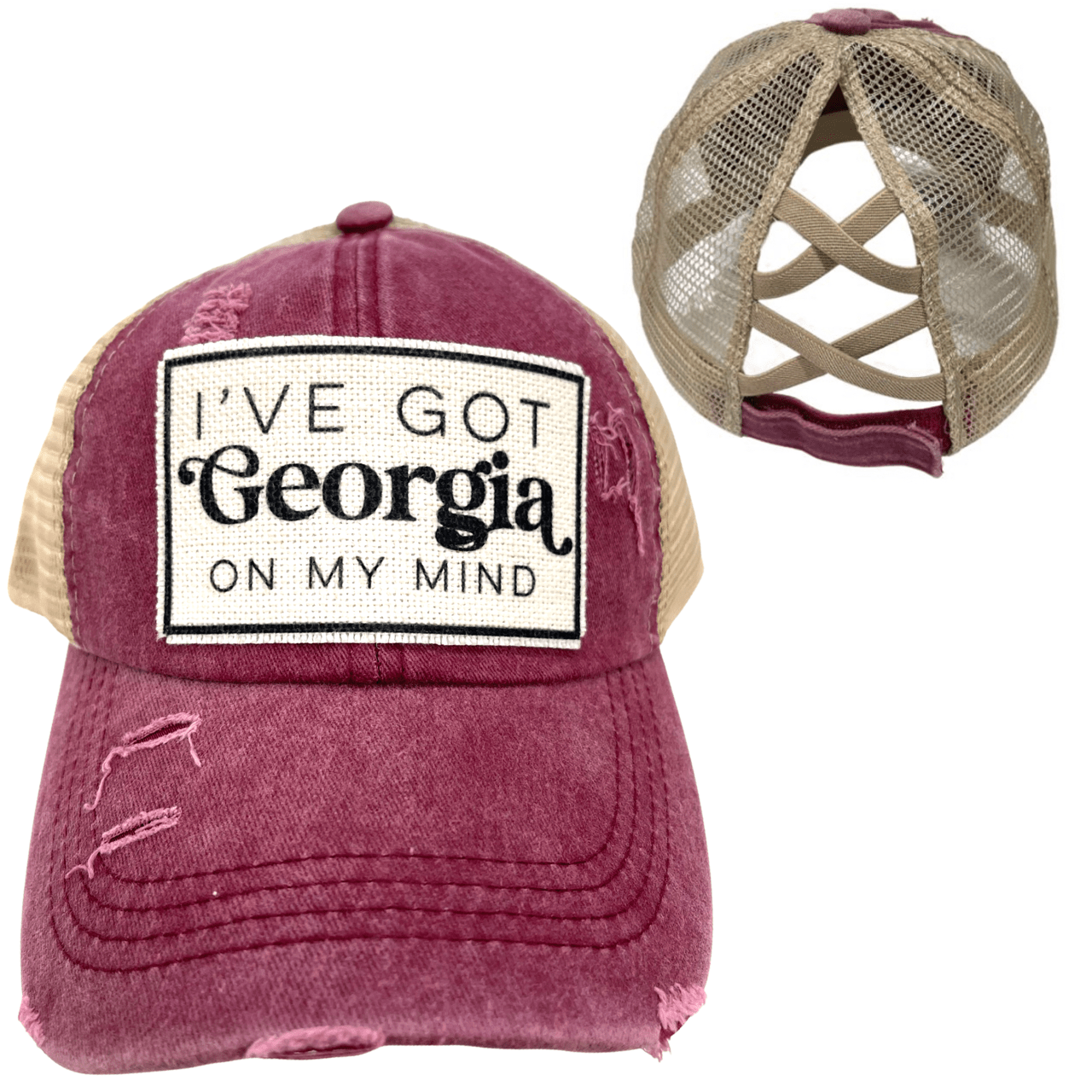 “Georgia on My Mind” Distressed Unisex Cap - Wander Together Outfitters