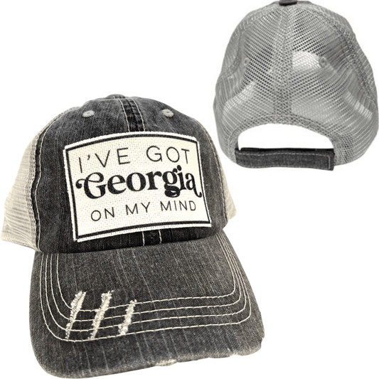 “Georgia on My Mind” Distressed Unisex Cap - Wander Together Outfitters