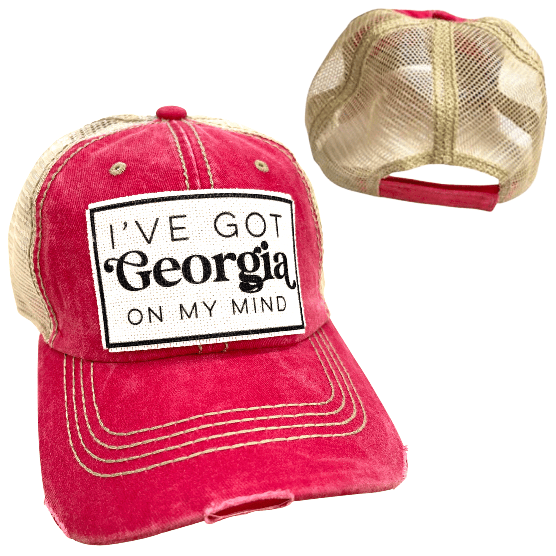 “Georgia on My Mind” Distressed Unisex Cap - Wander Together Outfitters