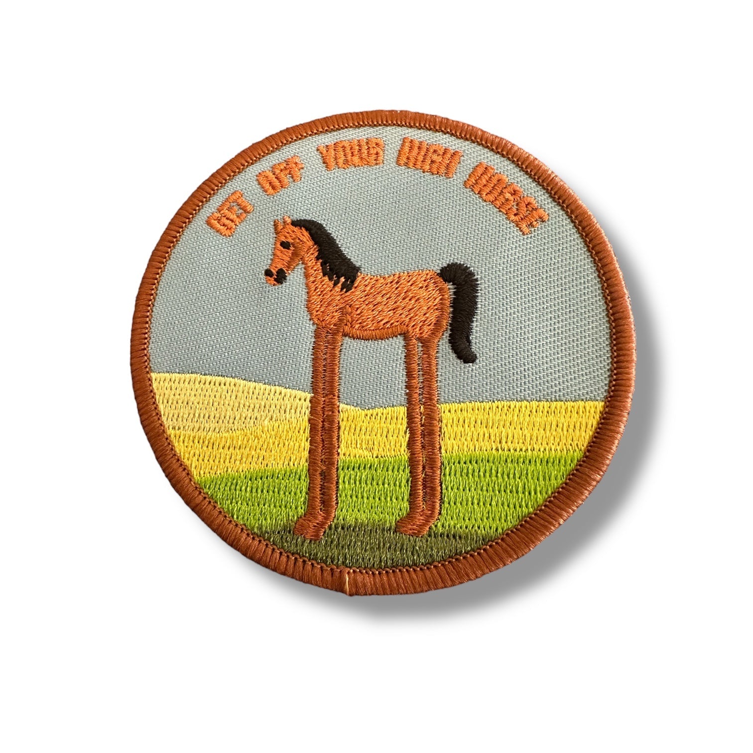 “Get Off Your High Horse” Iron On Patch 3” - Wander Together Outfitters