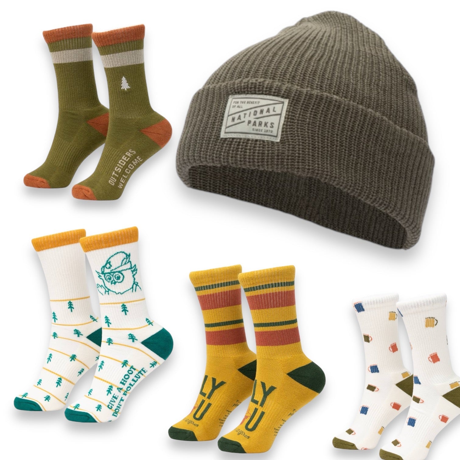"Give A Hoot" Don't Pollute Woody Owl Unisex Socks - Wander Together Outfitters