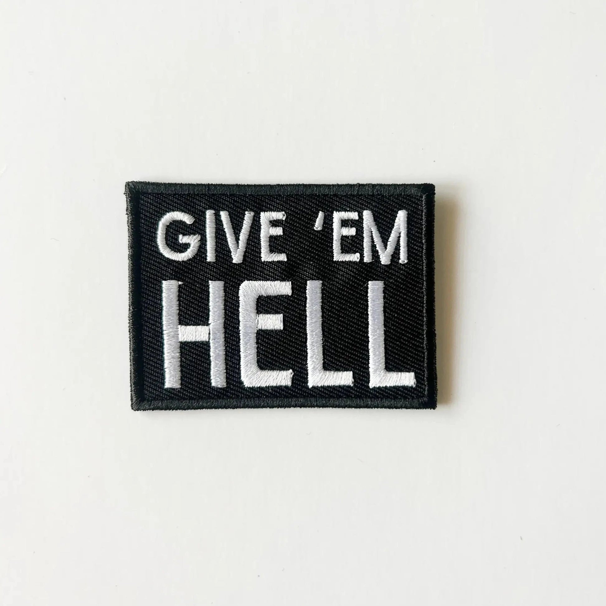 "Give 'Em Hell" Embroidered Iron - On Patch - Wander Together Outfitters