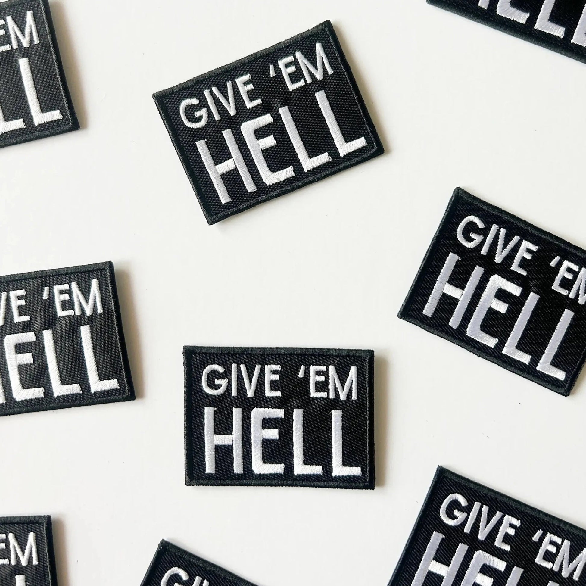 "Give 'Em Hell" Embroidered Iron - On Patch - Wander Together Outfitters