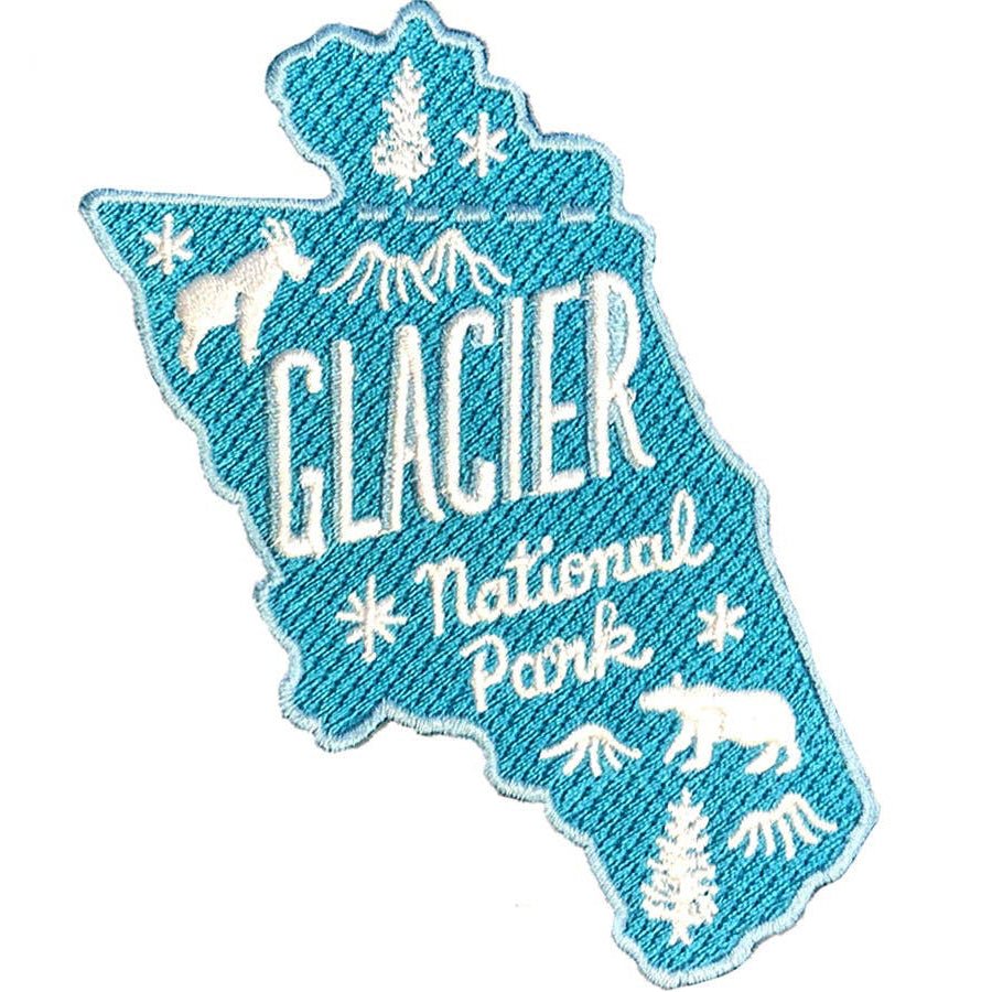 Glacier National Park Embroidered Iron On Patch (Aqua) - Wander Together Outfitters
