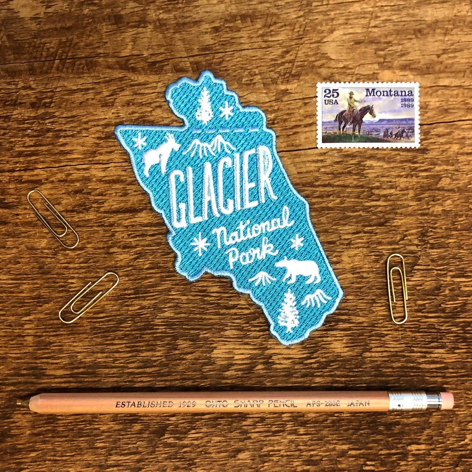 Glacier National Park Embroidered Iron On Patch (Aqua) - Wander Together Outfitters