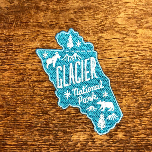 Glacier National Park Embroidered Iron On Patch (Aqua) - Wander Together Outfitters