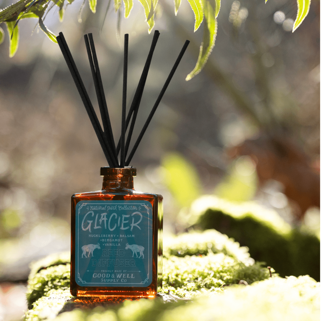Glacier National Park Reed Diffuser (Huckleberry, Balsam, Bergamot) - Wander Together Outfitters