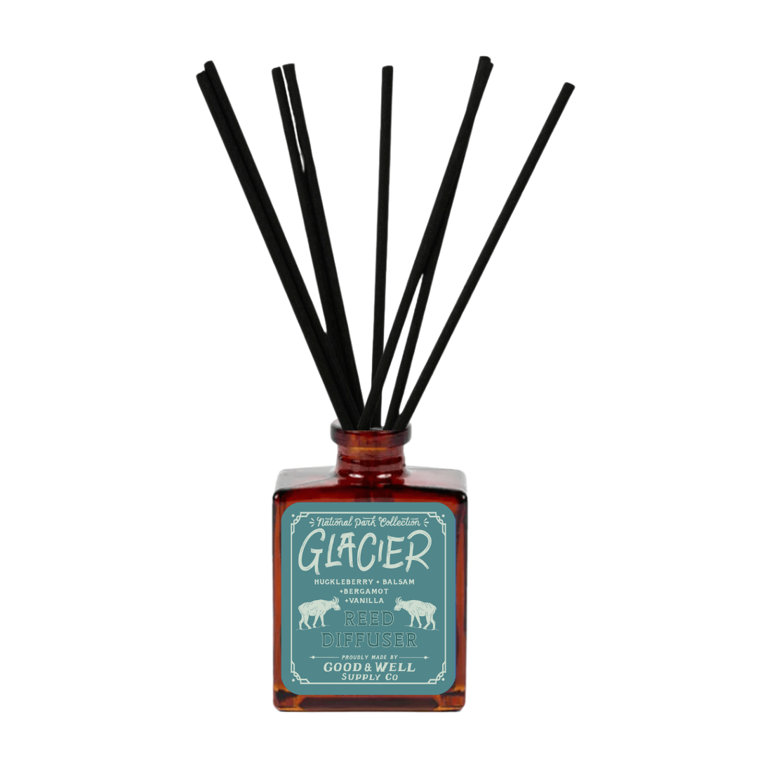 Glacier National Park Reed Diffuser (Huckleberry, Balsam, Bergamot) - Wander Together Outfitters