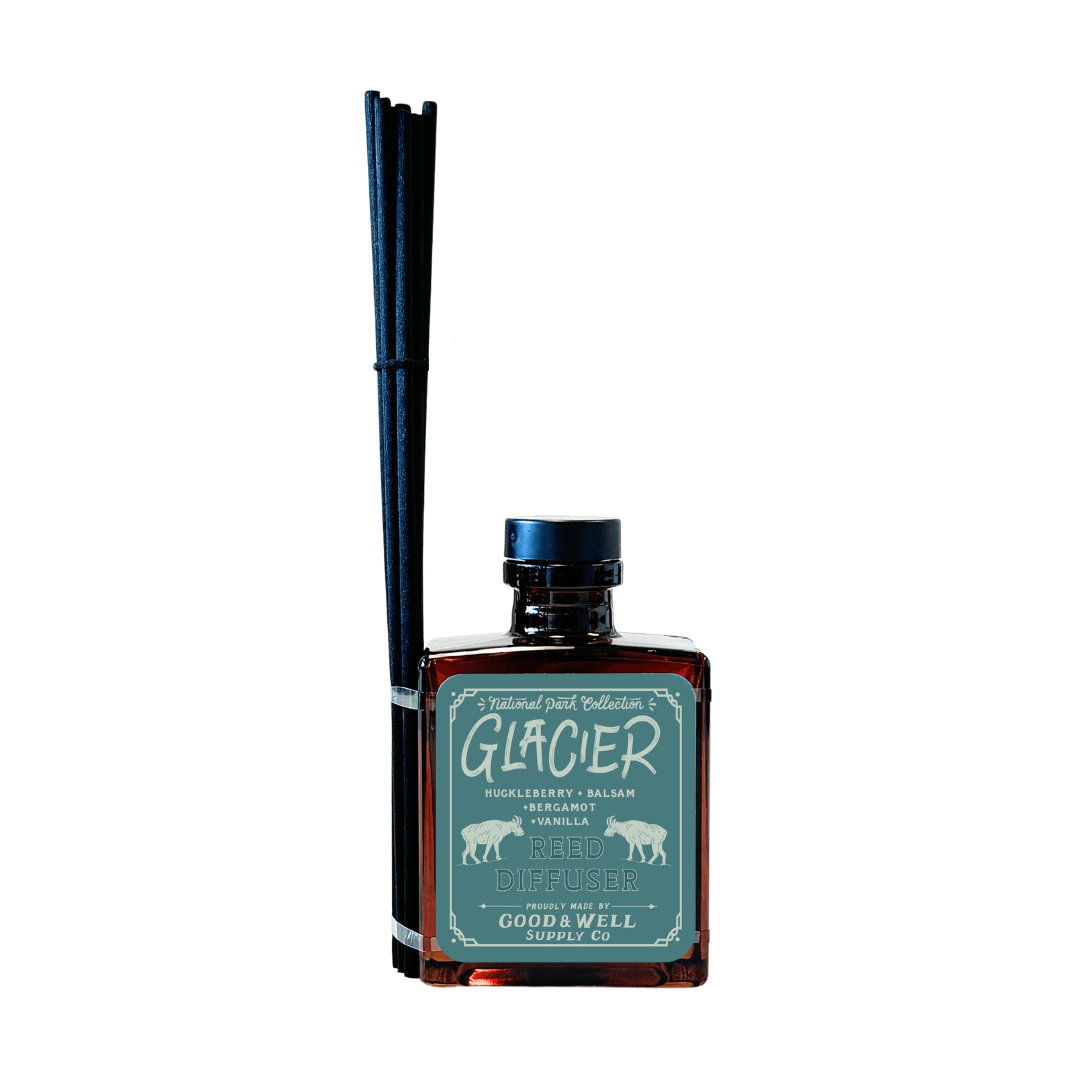 Glacier National Park Reed Diffuser (Huckleberry, Balsam, Bergamot) - Wander Together Outfitters