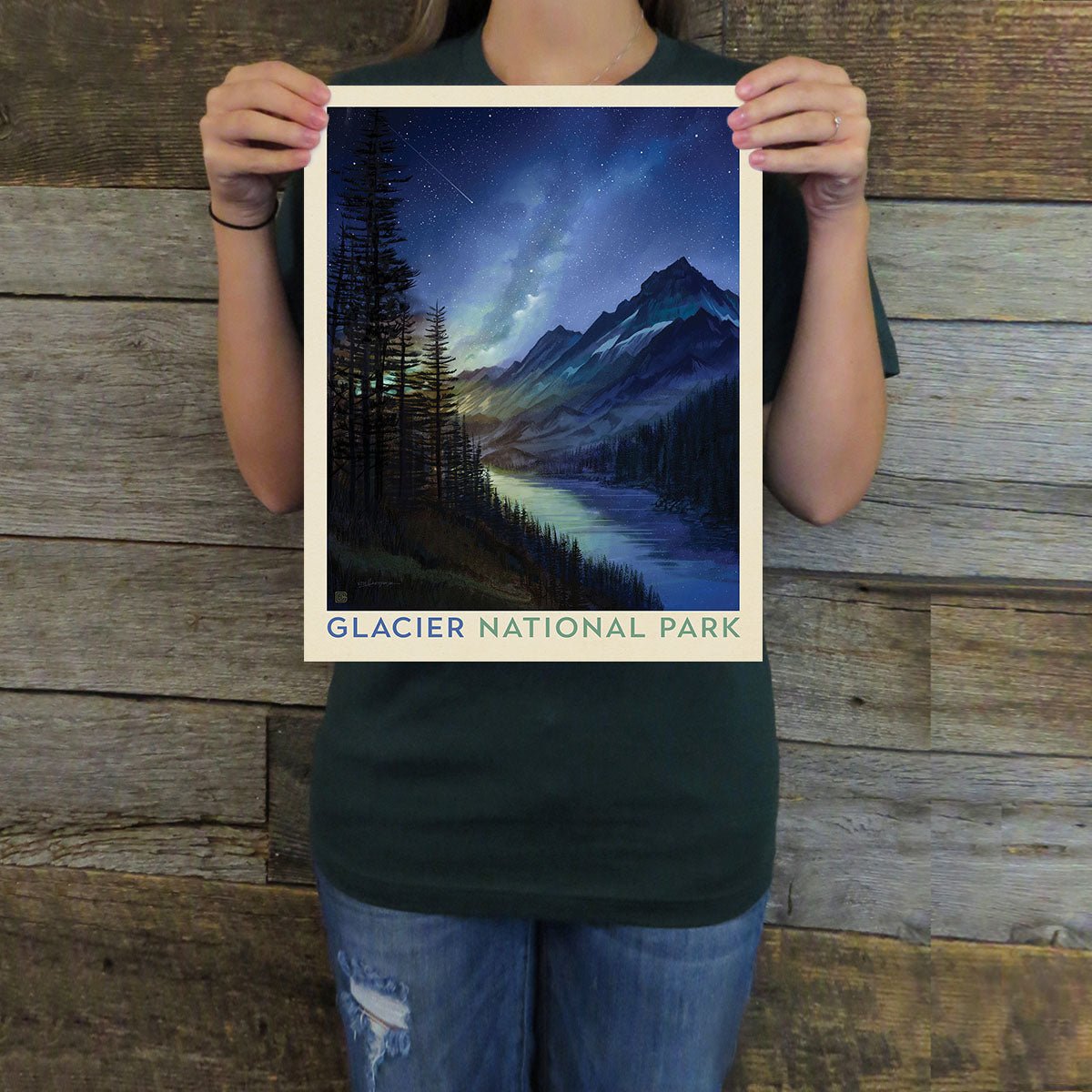 Glacier National Park: Starlight (63 National Parks) Art Print - Wander Together Outfitters