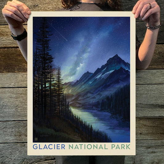 Glacier National Park: Starlight (63 National Parks) Art Print - Wander Together Outfitters