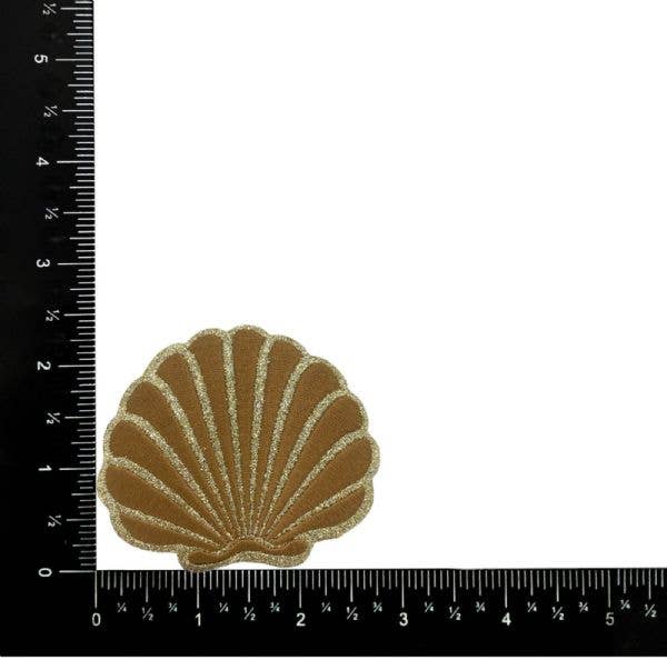 Glitter Fan Seashell Embroidered Iron On Patch - Wander Together Outfitters