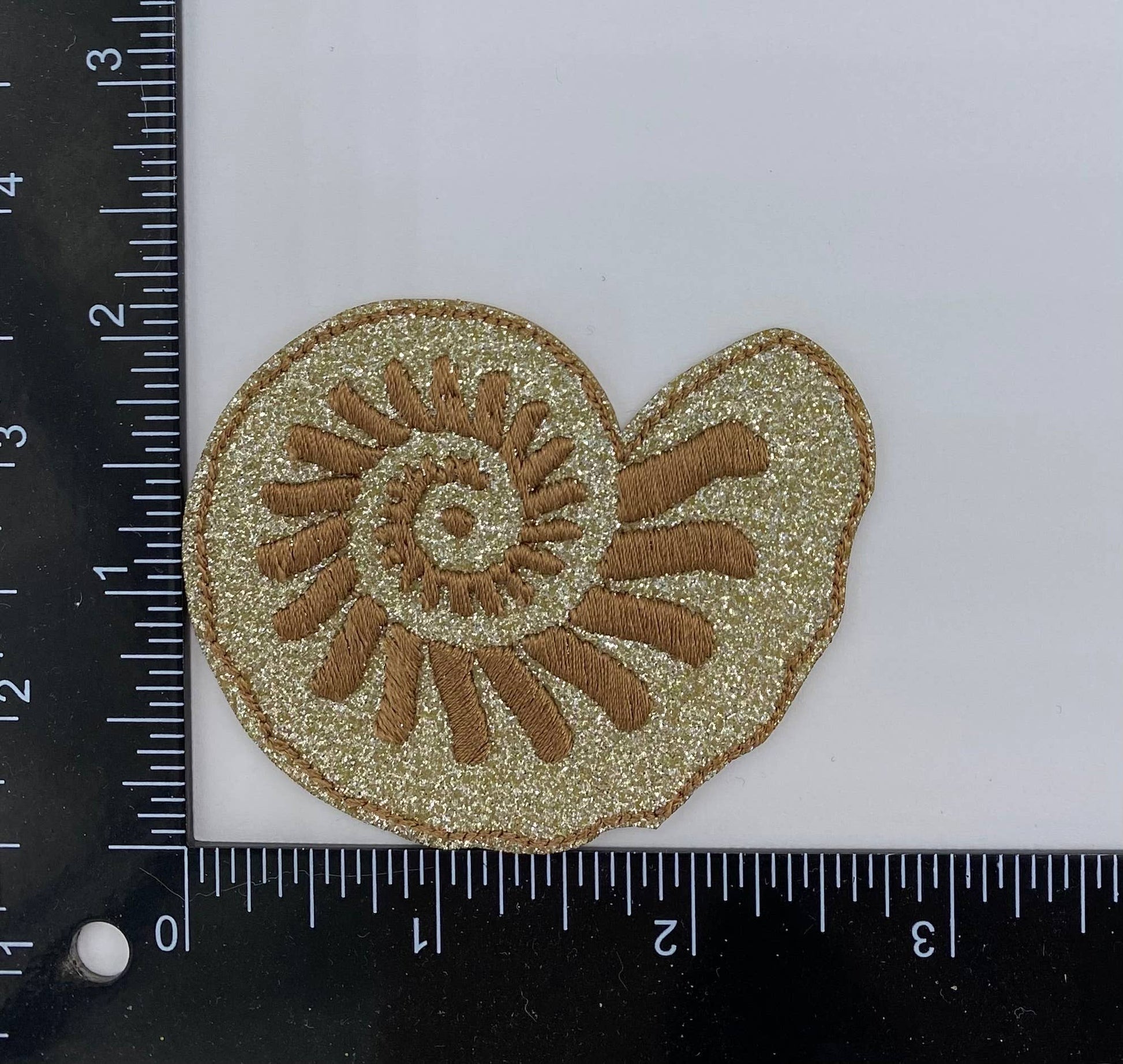 Glitter Seashell Embroidered Iron On Patch - Wander Together Outfitters