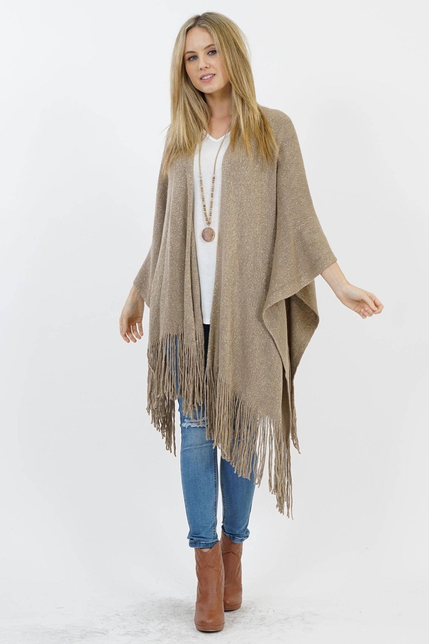 Glittering Threads Kimono Poncho: Gold or Ivory (Last Chance) - Wander Together Outfitters