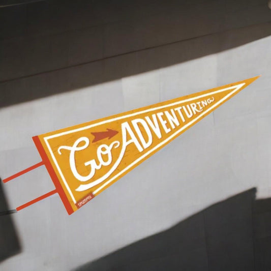 “Go Adventuring” (Large Pennant, Vintage - styled Screen Print) - Wander Together Outfitters