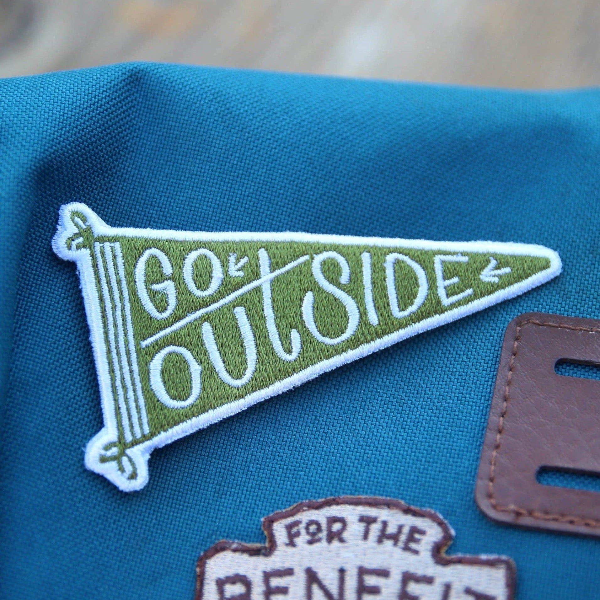 "Go Outside" Banner Embroidered Iron on Patch - Wander Together Outfitters