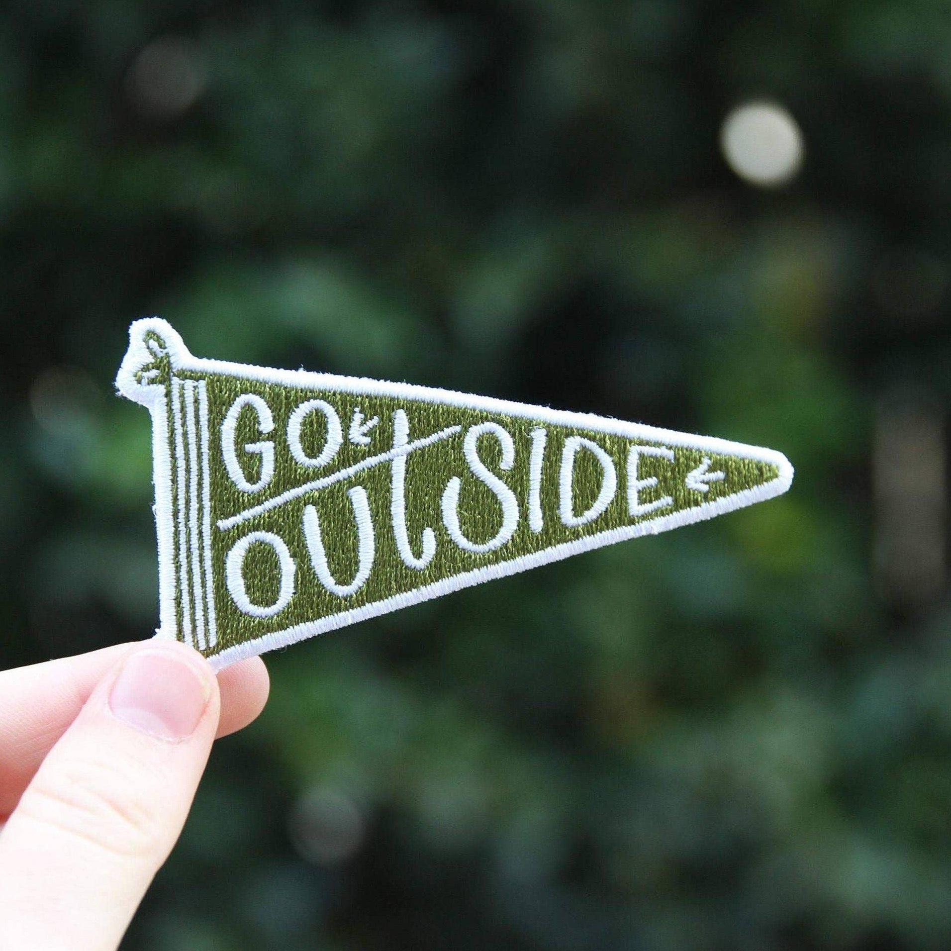 "Go Outside" Banner Embroidered Iron on Patch - Wander Together Outfitters