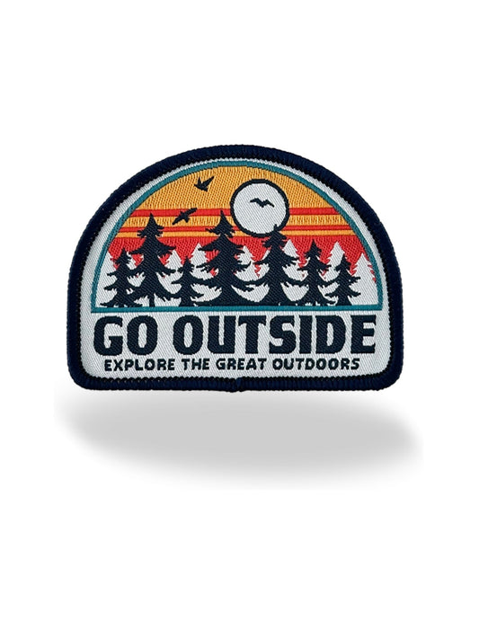 "Go Outside" Sunset Forest Embroidered Iron On Patch - Wander Together Outfitters