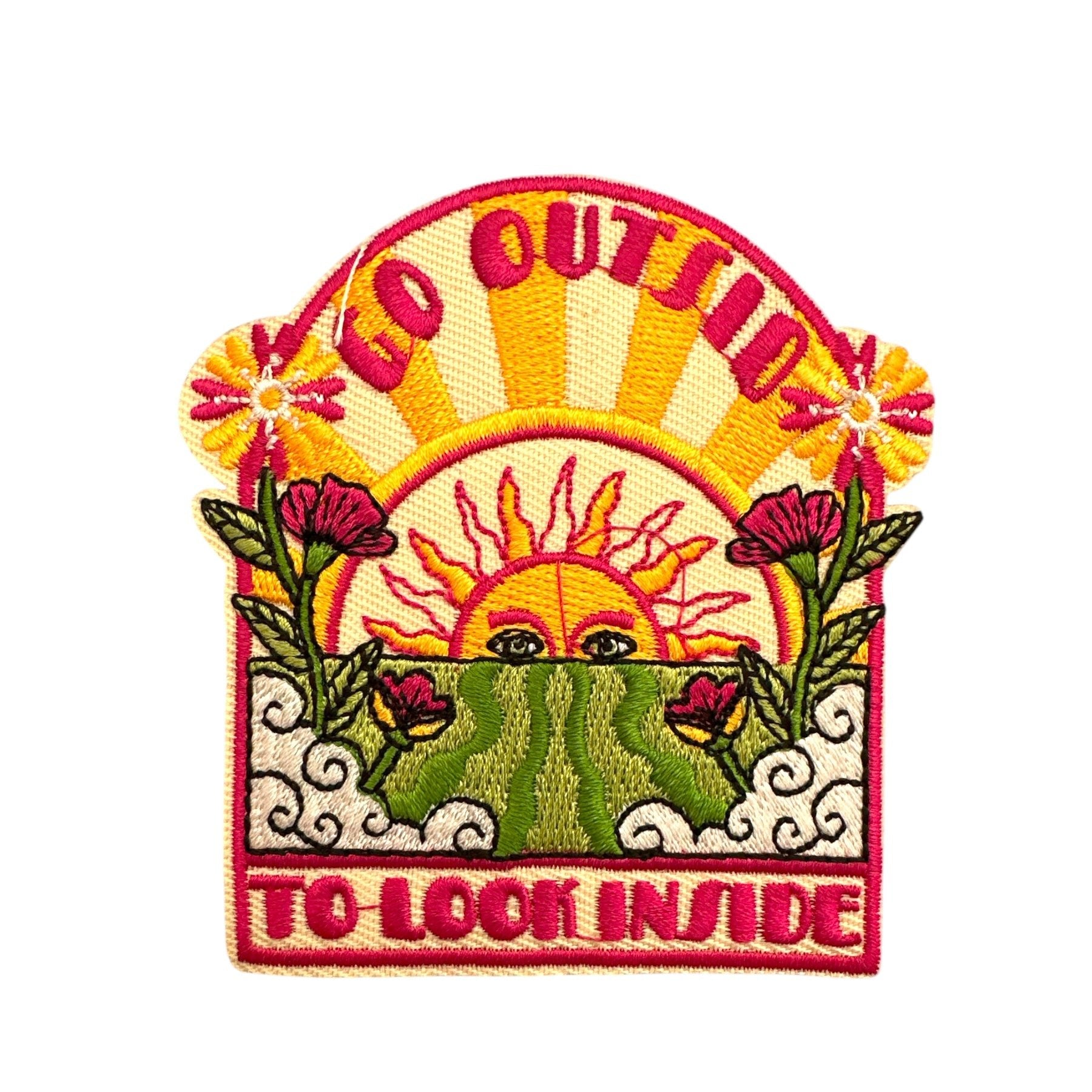 “Go Outside To Look Inside” Embroidered Iron On Patch - Wander Together Outfitters