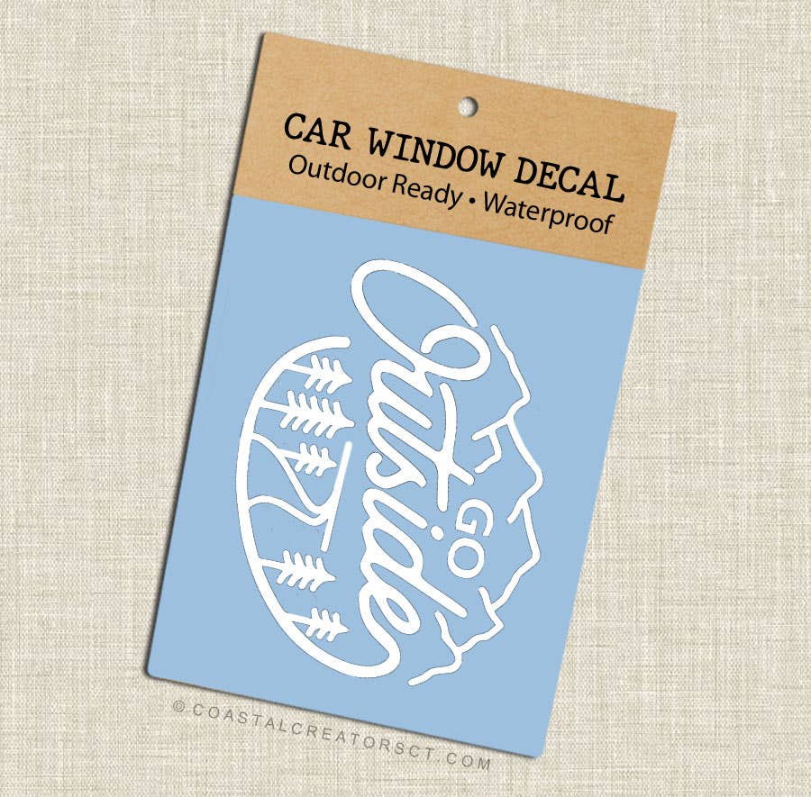 “Go Outside” White Vinyl Car Window Decal - Wander Together Outfitters