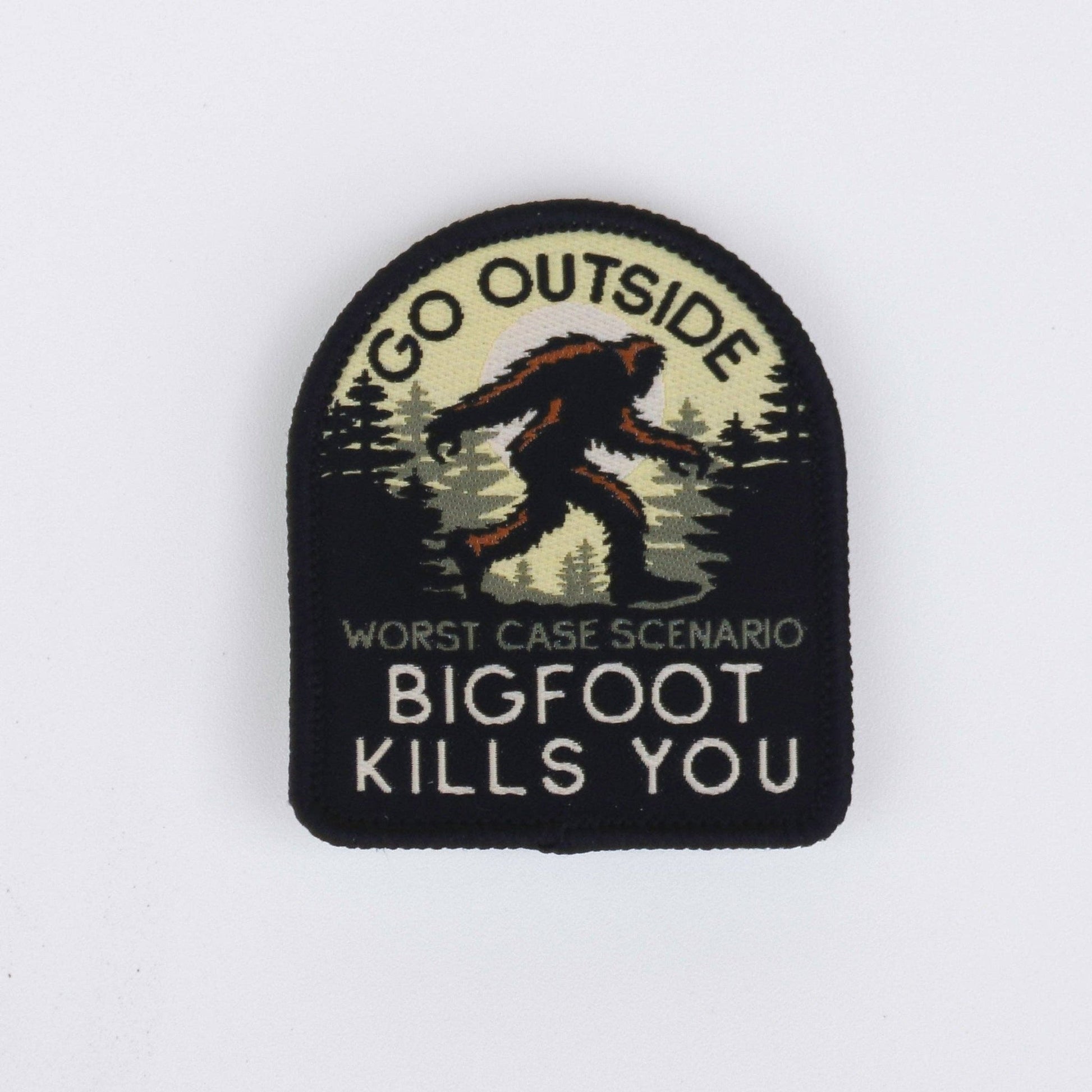 "Go Outside, Worst Case Scenario Bigfoot Kills You" Iron On Patch - Wander Together Outfitters
