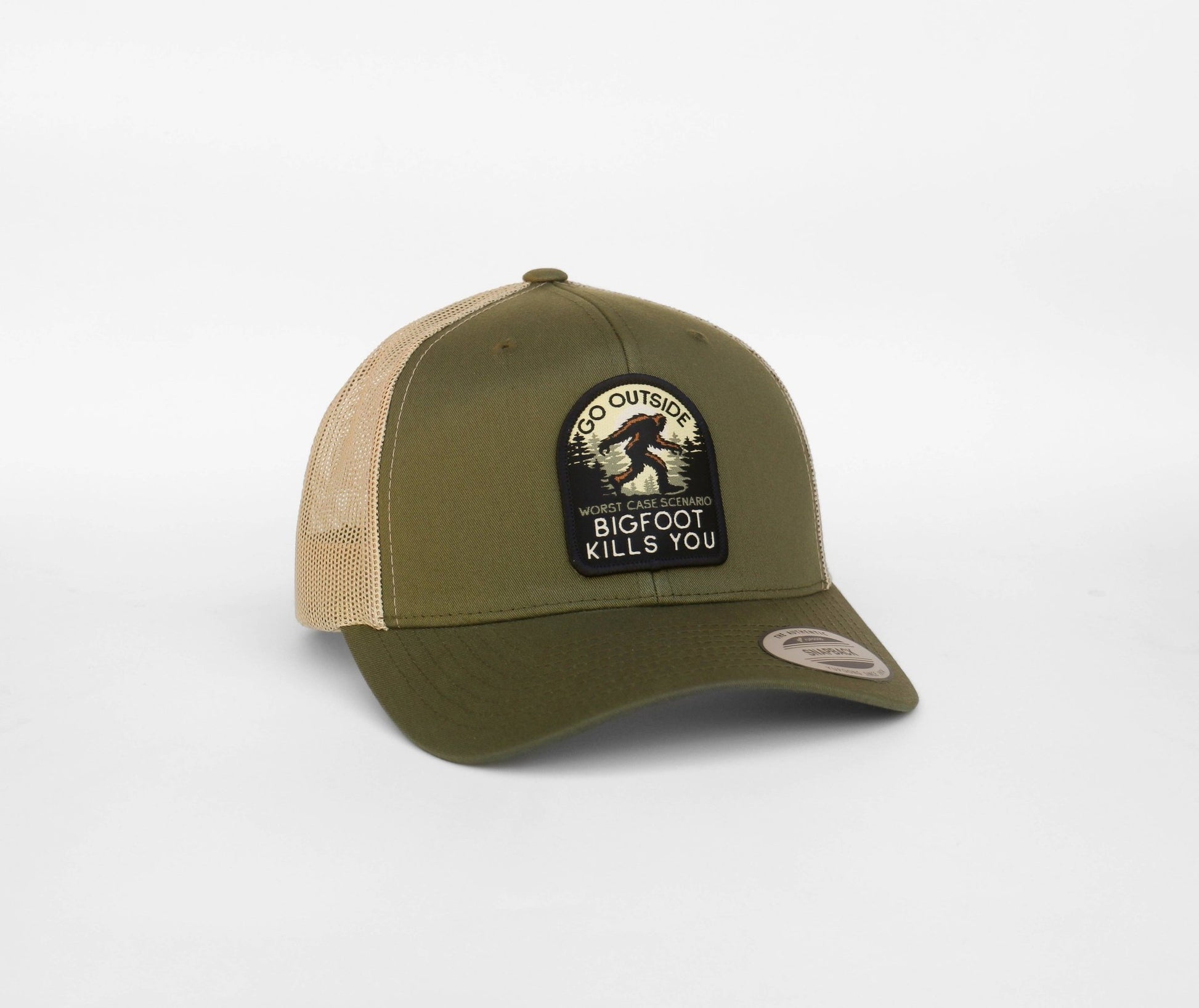 "Go Outside, Worst Case Scenario Bigfoot Kills You" Trucker Hat - Wander Together Outfitters