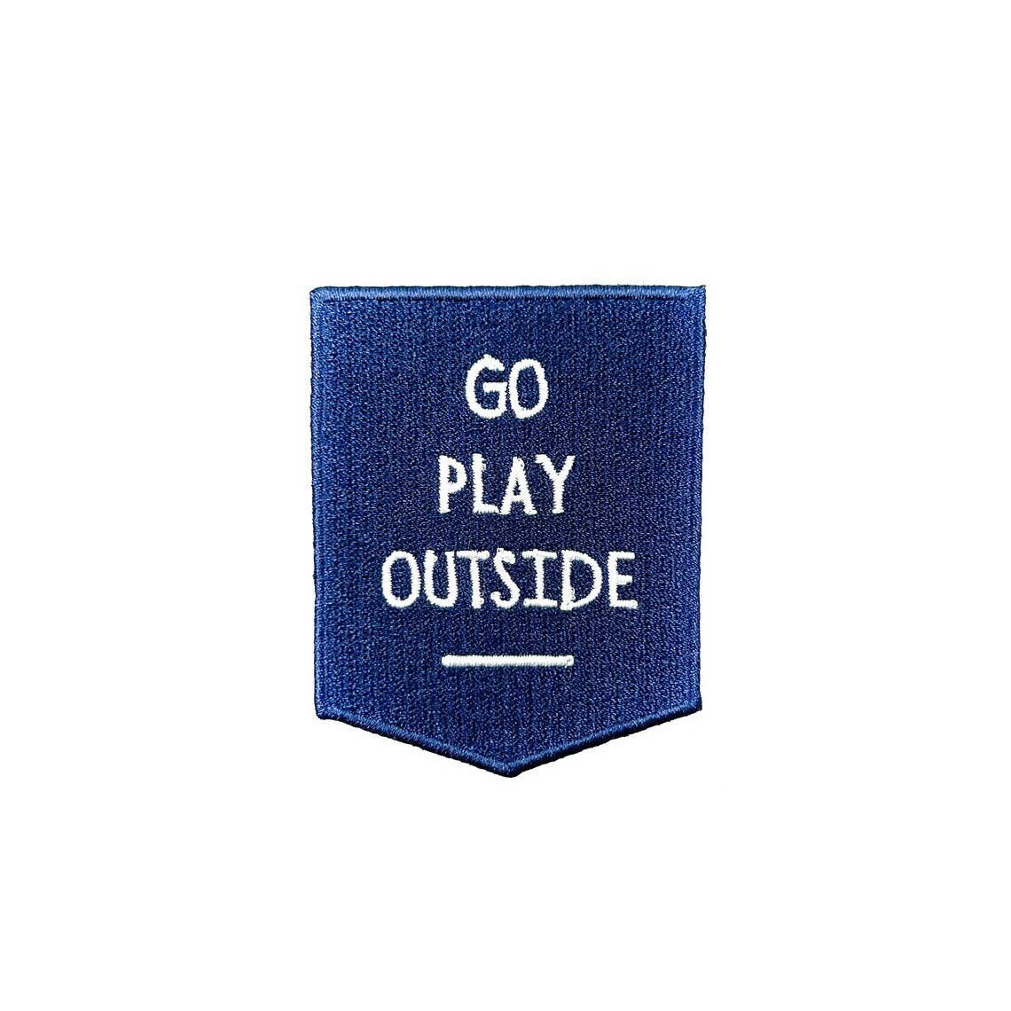 'Go Play Outside" Embroidered Iron - On Patch (Natural or Navy) - Wander Together Outfitters