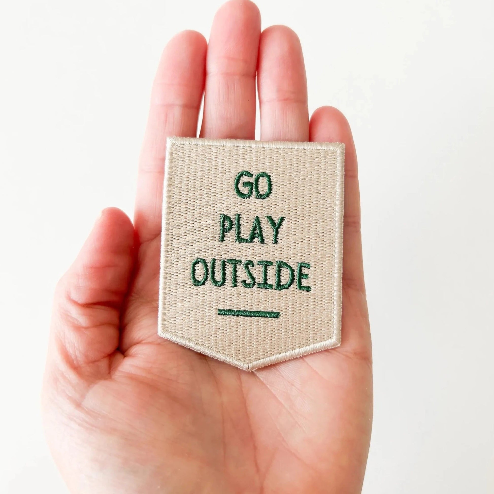 'Go Play Outside" Embroidered Iron - On Patch (Natural or Navy) - Wander Together Outfitters