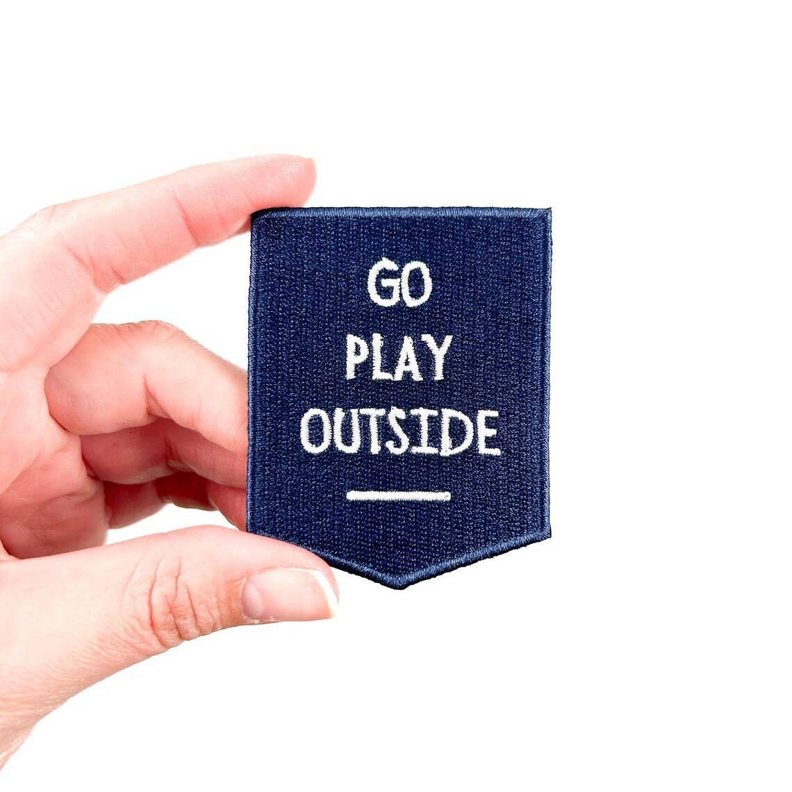 'Go Play Outside" Embroidered Iron - On Patch (Natural or Navy) - Wander Together Outfitters