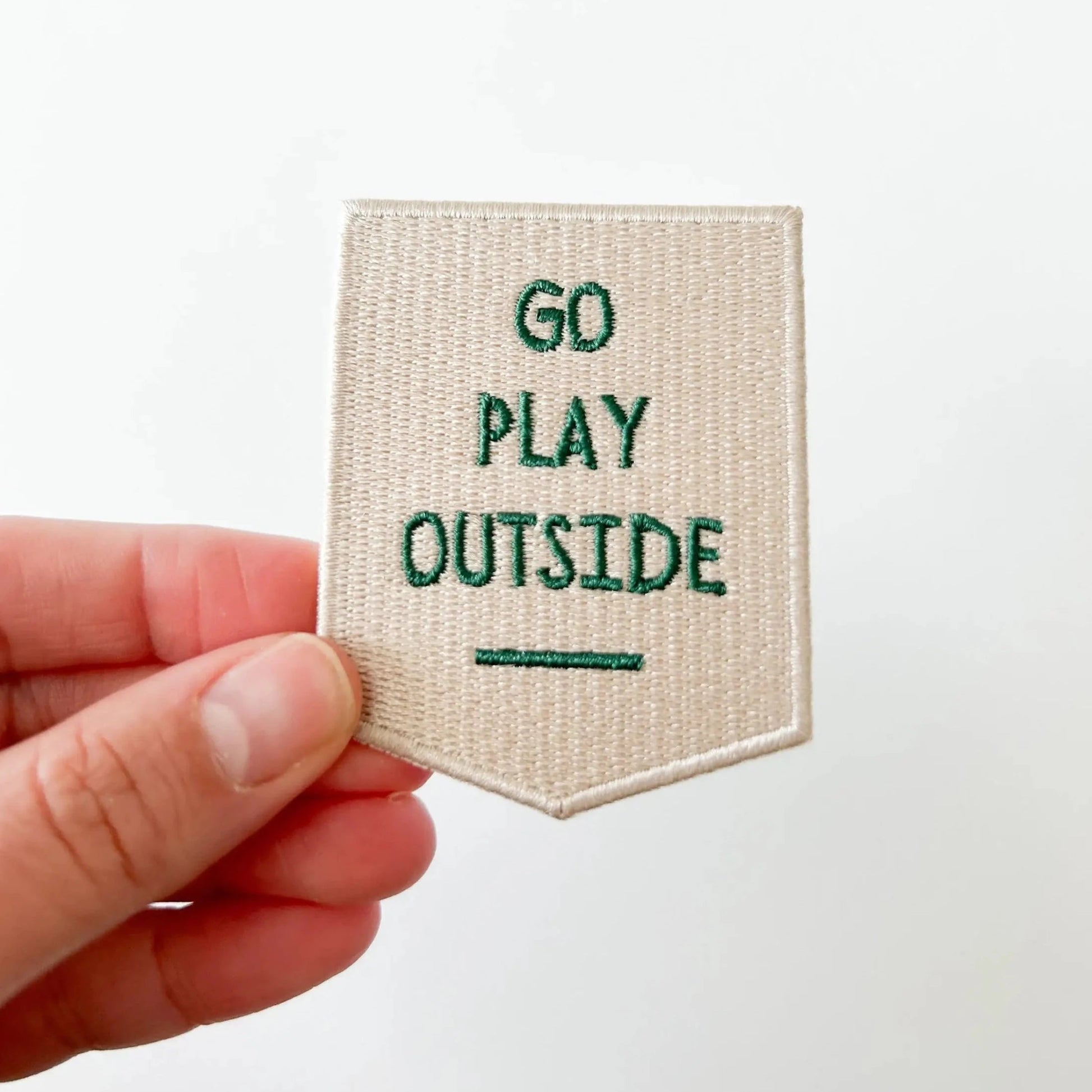 'Go Play Outside" Embroidered Iron - On Patch (Natural or Navy) - Wander Together Outfitters
