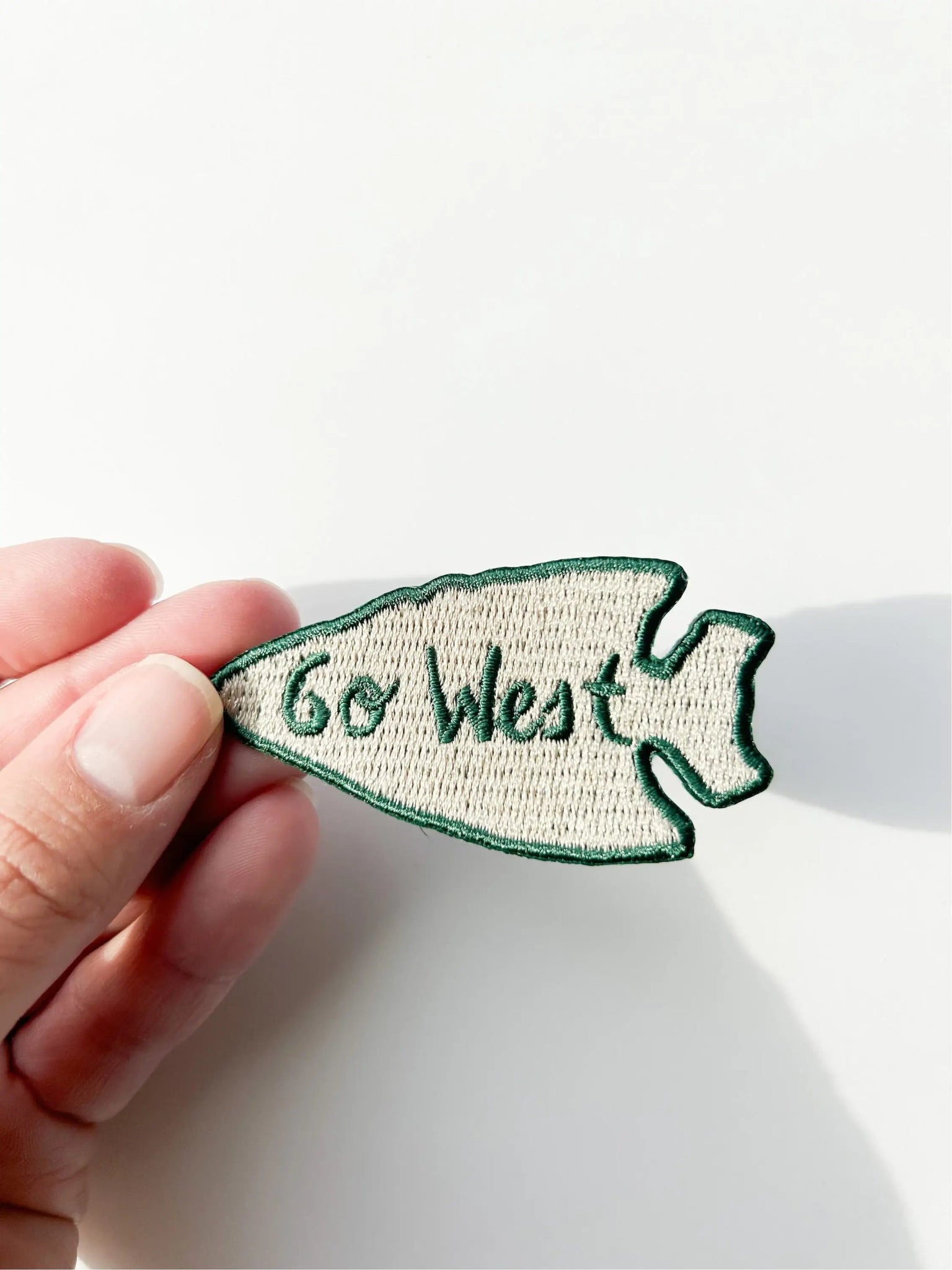 “Go West” Arrowhead Embroidered Iron On Patch  - Wander Together Outfitters